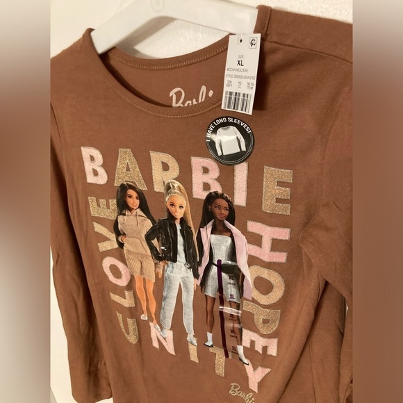 Girl’s Barbie long sleeve shirt in size XL mocha colored - 3 available - Picture 2 of 4